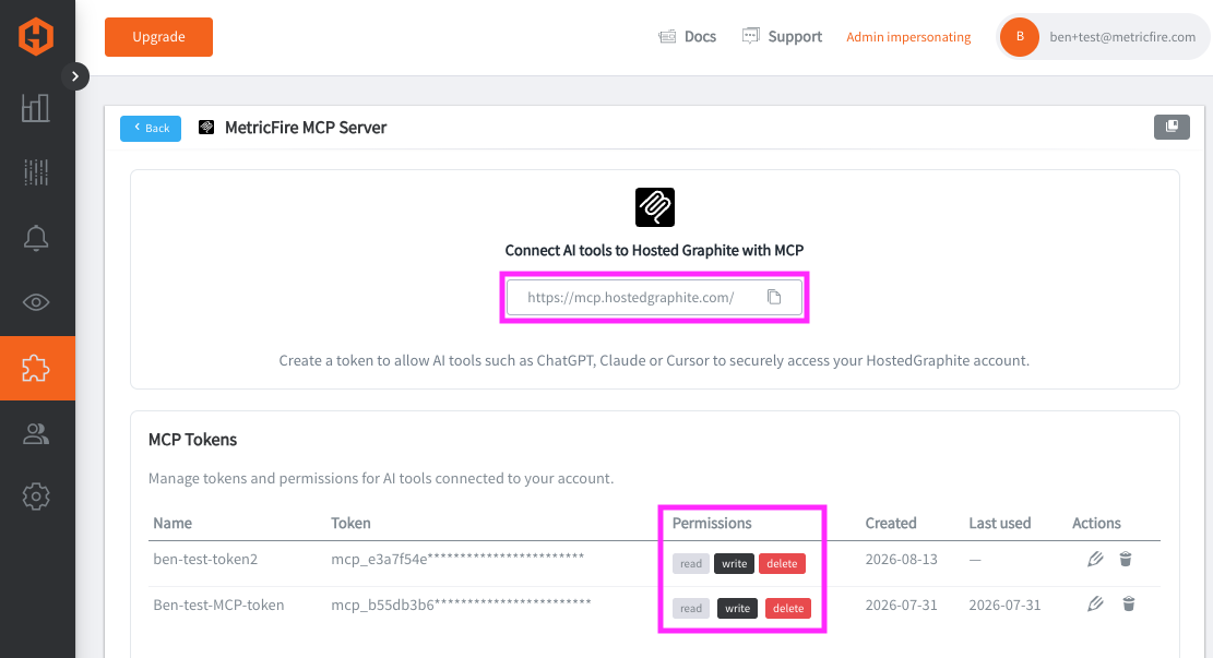 Hosted Graphite MF MCP create token