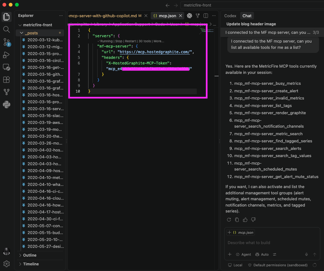 MF MCP server configuration in VS Code