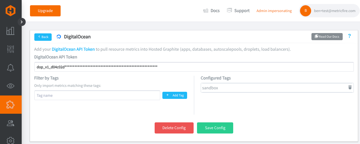 DigitalOcean integration configuration in MetricFire