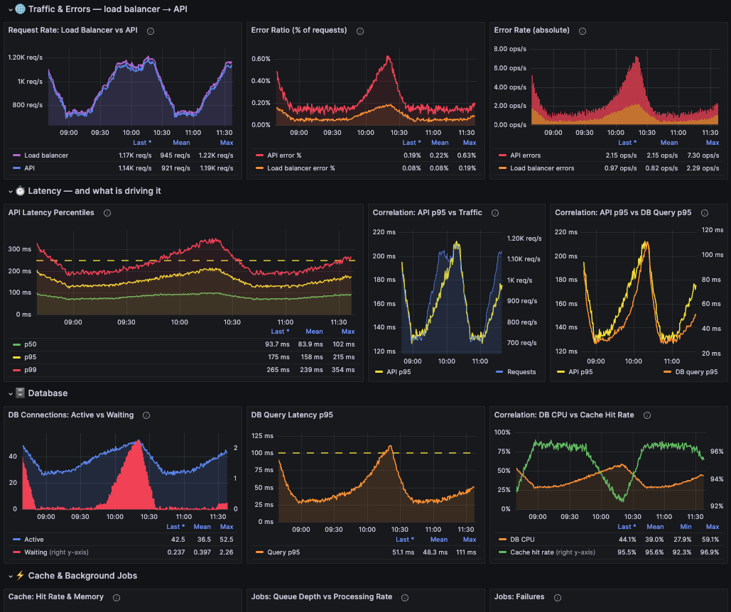 Logically organized monitoring panels